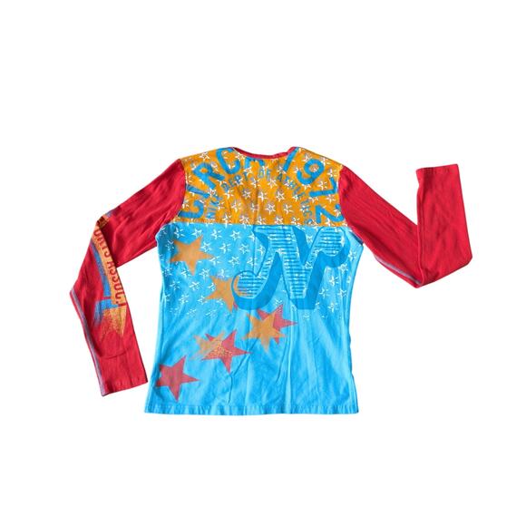 Y2K Nike Long Sleeve Tee Womens L Blue-Orange Cotton Athletics Circa 1972 Skate - Picture 1 of 7